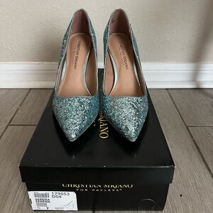 Christian Siriano Serena Sparkling Celedon Heels